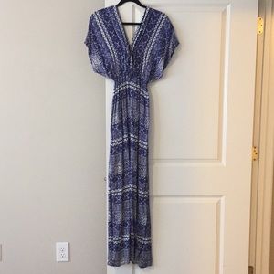 patterned blue maxi dress